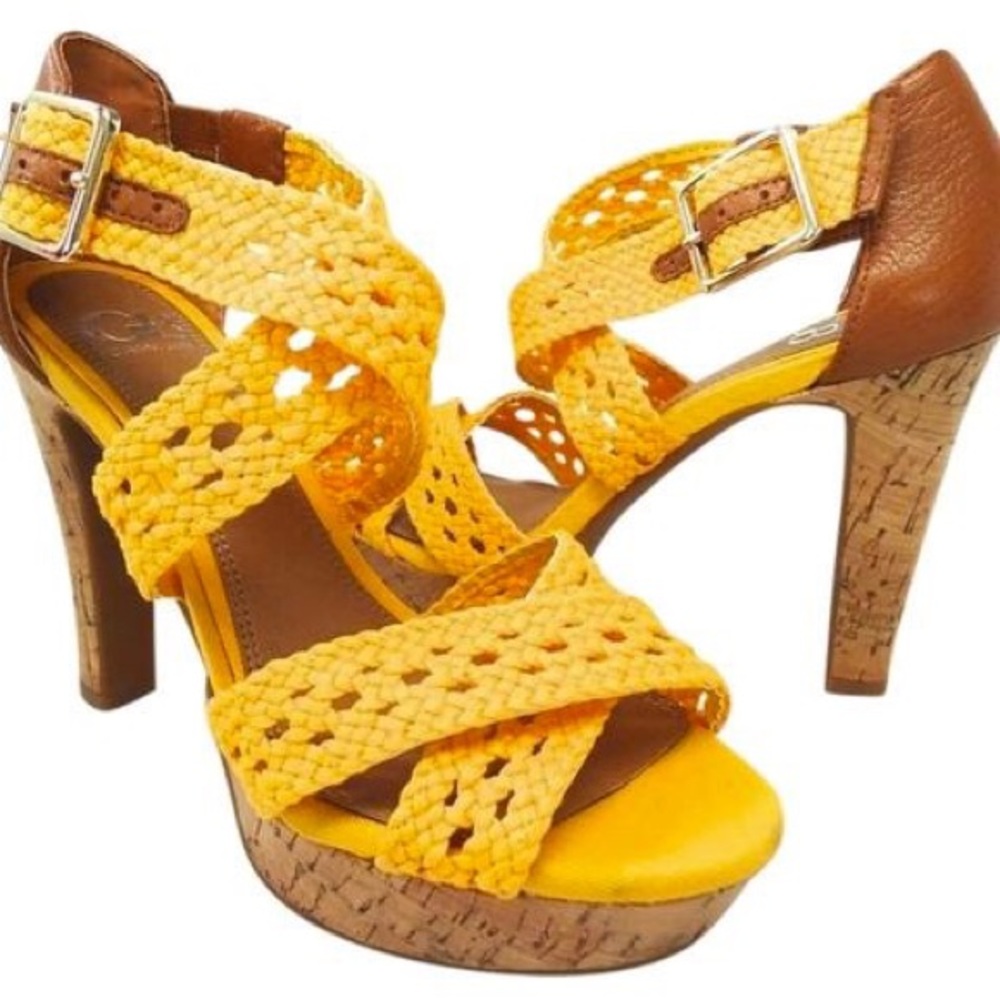 Gianni Bini Yellow Platform Sandal Heels